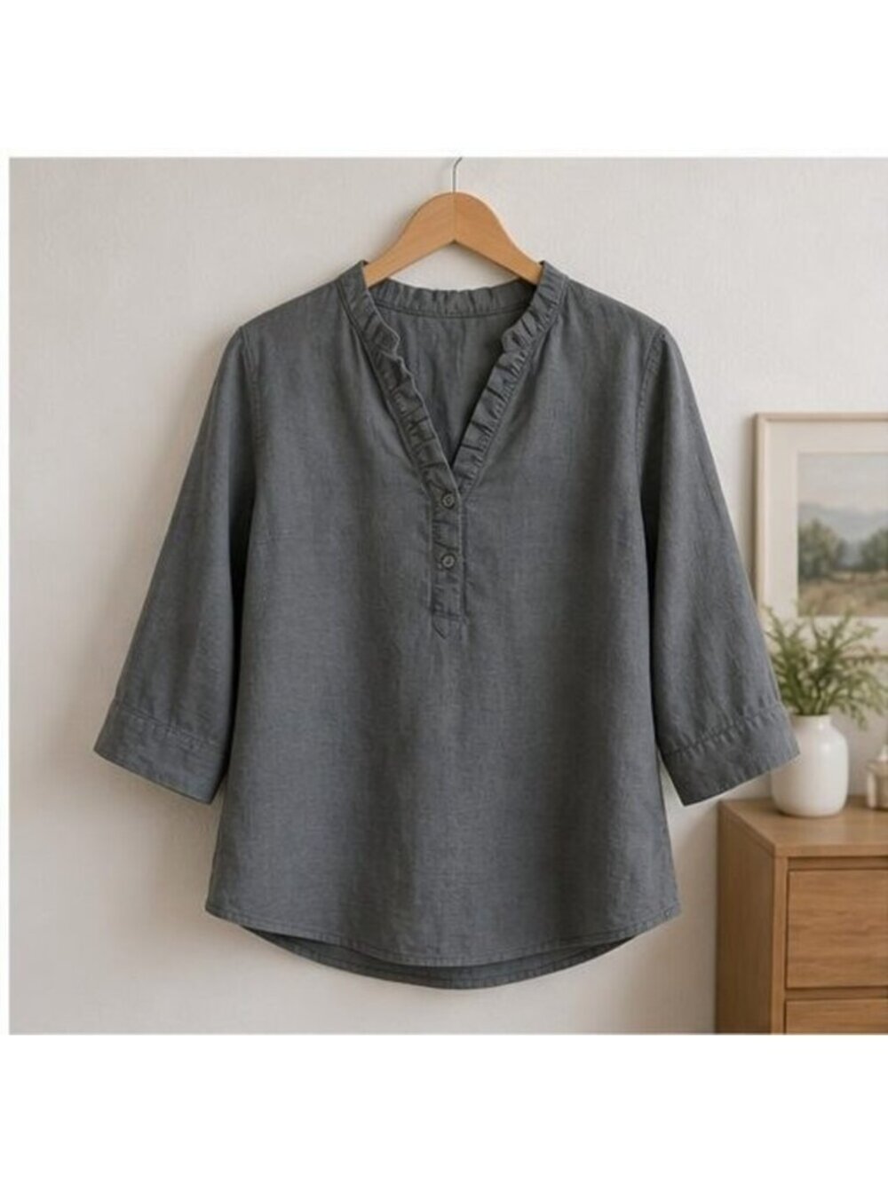 Gray Smocked Top